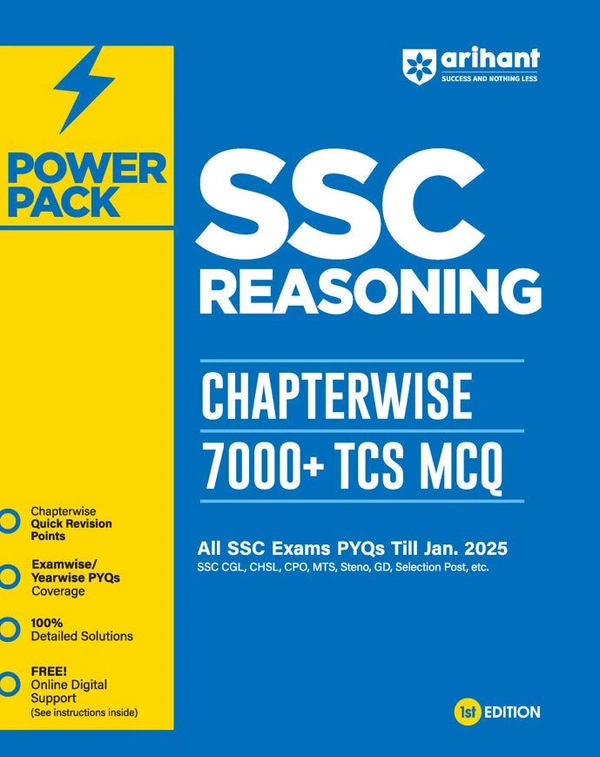 Arihant Publication 
Power Pack SSC Reasoning Chapterwise 7000 + TCS MCQ | First Edition | English Medium