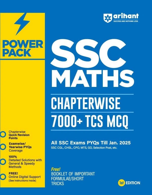 Arihant Publication Power Pack SSC Maths Chapterwise 7000 + TCS MCQ | First Edition | English Medium