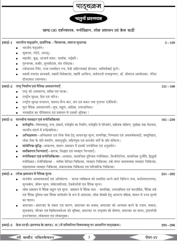 SHREE KABIR PUBLICATION Sanjay Dangi 
Shree Kabir Publication MPPSC Question Paper- IV | 2, 7 & 11 Marker Question, Philosophy Psychology Public Administration, Case Studies, B.S.IQ Hindi Edition
Hindi Edition | First Edition Edition - 4 March 2025