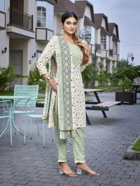 Royal Export Women Cotton Blend Kurta Pant Dupatta Set - XL