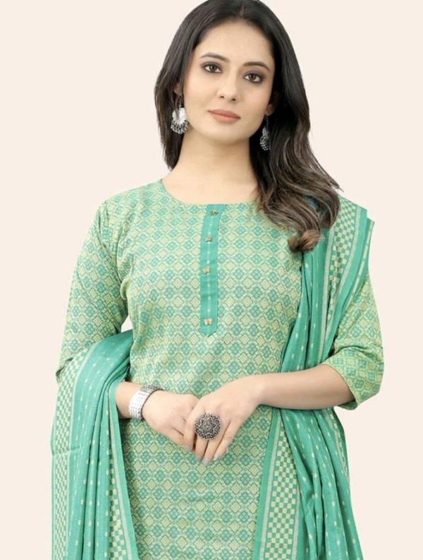 ORCHID FASHION Women Khadi Cotton Kurti Pant Dupatta Set - Neptune, 3XL