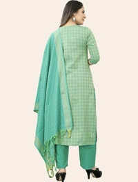 ORCHID FASHION Women Khadi Cotton Kurti Pant Dupatta Set - Neptune, 3XL