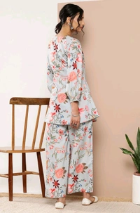 V Tradition Embroidered Kurta, Trouser/Pant & Dupatta Set - M