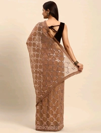 Clemira Embellished Bollywood Georgette Saree (Beige)