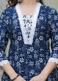 HOPE Women's Pure Cotton Kurti Pant Dupatta Set - XXL