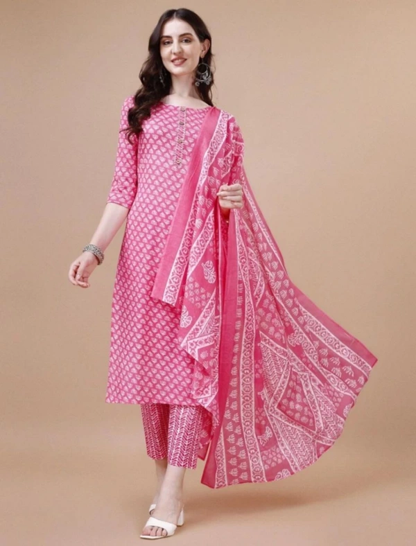 Shriya Fashion Printed Kurta Set - Wild Watermelon, L