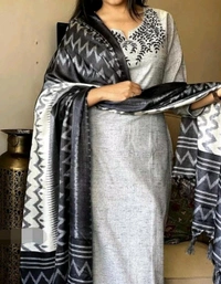 Shriya  Kurtinic Embroidered Kurta, Palazzo & Dupatta Set - 3XL