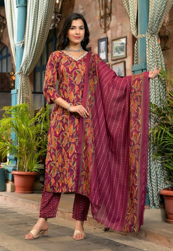 Shriya Women's Viscose Rayon Kurta Pant Dupatta Sets - L