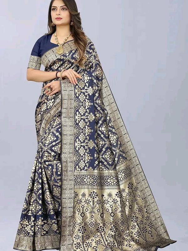 Banarasi Silk Saree With Blouse Piece  - Envy