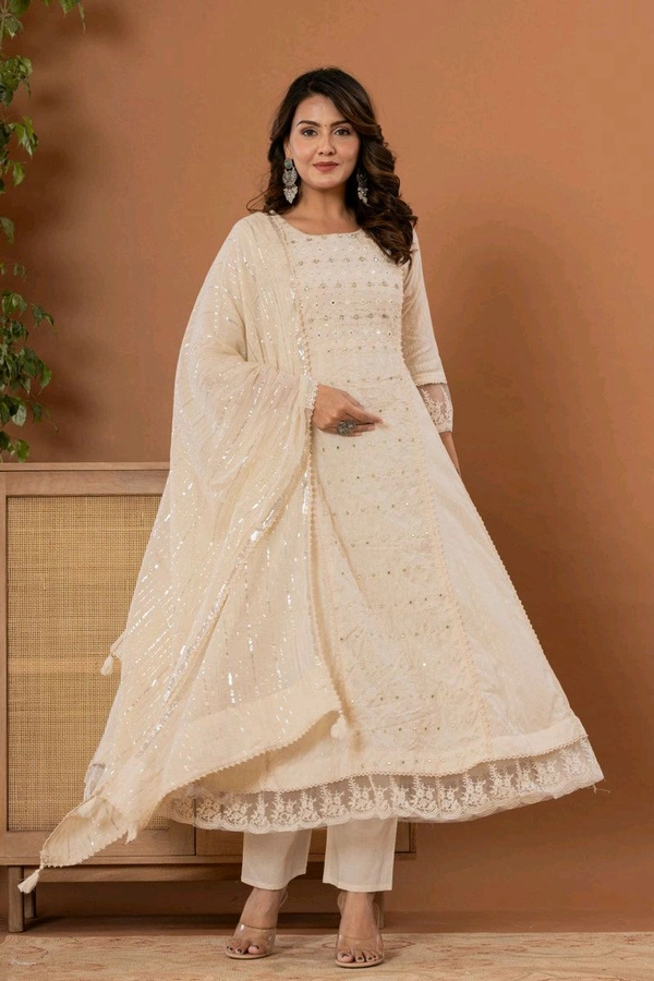 Varanga Women Pure Cotton Kurta Pant Dupatta Set - XL