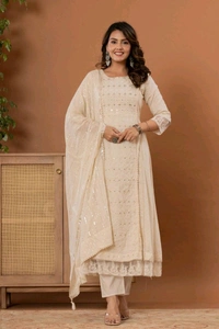 Varanga Women Pure Cotton Kurta Pant Dupatta Set - XXL