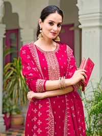 Berrylicious Women Silk Blend Kurta Pant Dupatta Set - XL