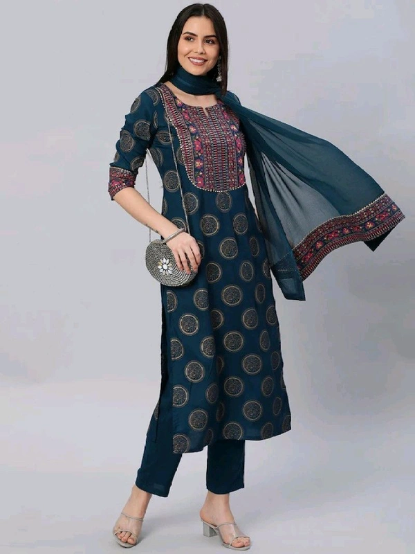 Lamba Creation Embellished Kurta, Trouser/Pant & Dupatta Set - XS