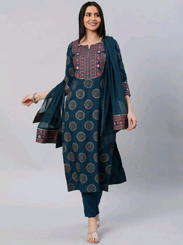 Lamba Creation Embellished Kurta, Trouser/Pant & Dupatta Set - XS