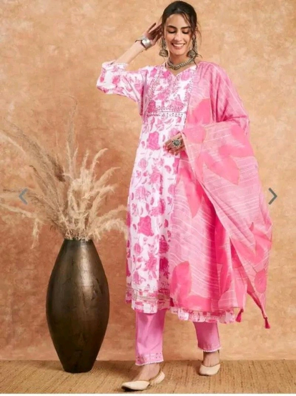 Kothotya Women Cotton Blend Kurta Pant Dupatta Set - S