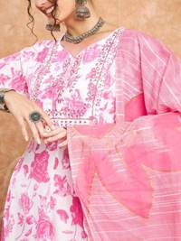 Kothotya Women Cotton Blend Kurta Pant Dupatta Set - M