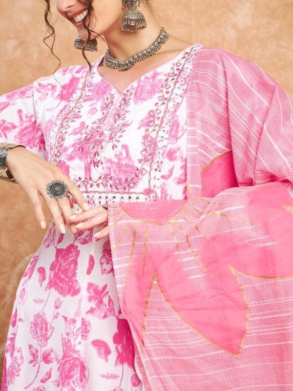Kothotya Women Cotton Blend Kurta Pant Dupatta Set - M
