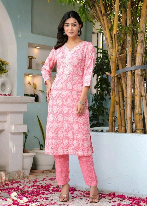 PSCHOICE 
Women Viscose Rayon Kurta Pant Set - S