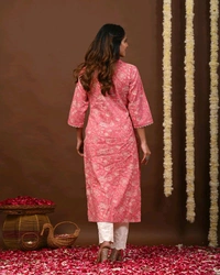 Women Floral Print Pure Cotton A-line Kurta  - XL