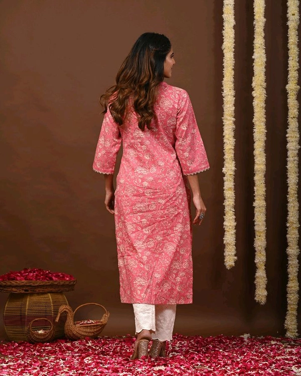Women Floral Print Pure Cotton A-line Kurta  - XL