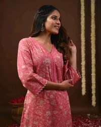 Women Floral Print Pure Cotton A-line Kurta  - XL