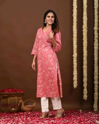 Women Floral Print Pure Cotton A-line Kurta  - XL