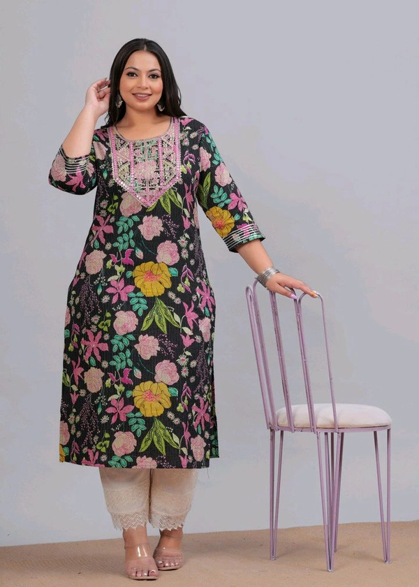 LABULY 
Women Embroidered Pure Cotton Straight Kurta  - 3XL