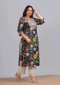 LABULY 
Women Embroidered Pure Cotton Straight Kurta  - 3XL