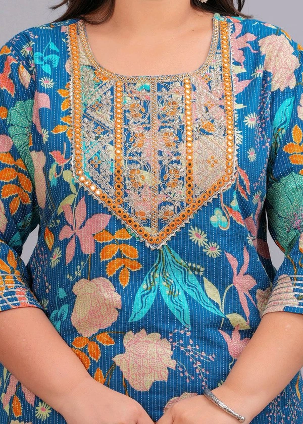 LABULY 
Women Embroidered Pure Cotton Straight Kurta  - 4XL