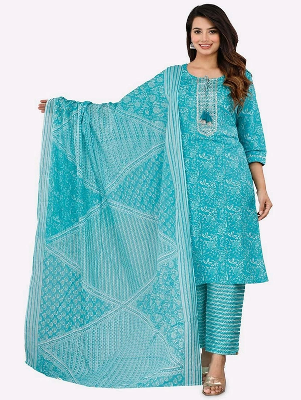  Highlight Fashion Export
Printed Kurta Pant Set With Dupatta  - 5XL