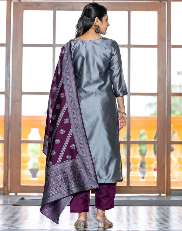 Tasrika 
Woven, Self Design Kurta, Salwar & Dupatta Set - M