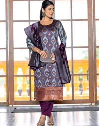 Tasrika 
Woven, Self Design Kurta, Salwar & Dupatta Set - M