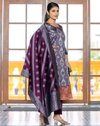 Tasrika 
Woven, Self Design Kurta, Salwar & Dupatta Set - XL