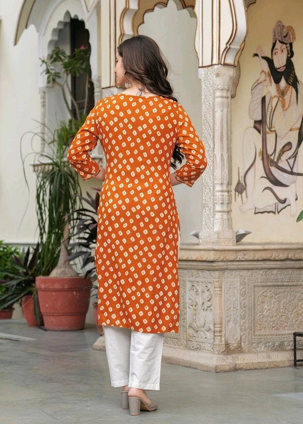 Deepyog Women Printed Viscose Rayon Straight Kurta (Brown) - L