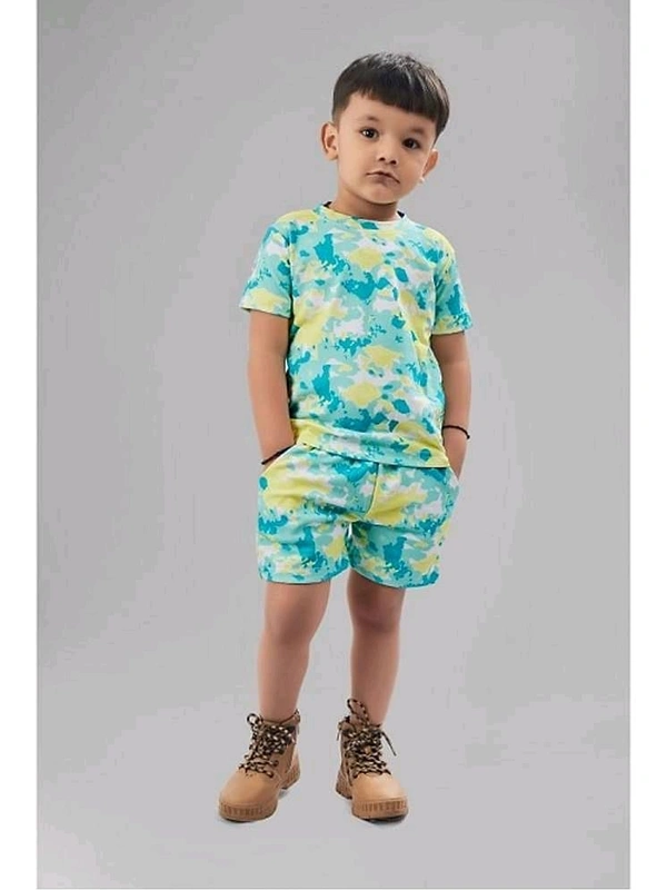 ASTYLOR Pack of 1 Unisex Cotton Blend T-Shirts & Shorts Set - 6-12 Months