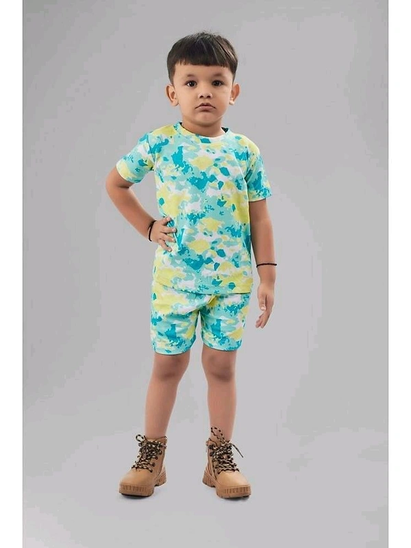 ASTYLOR Pack of 1 Unisex Cotton Blend T-Shirts & Shorts Set - 6-12 Months