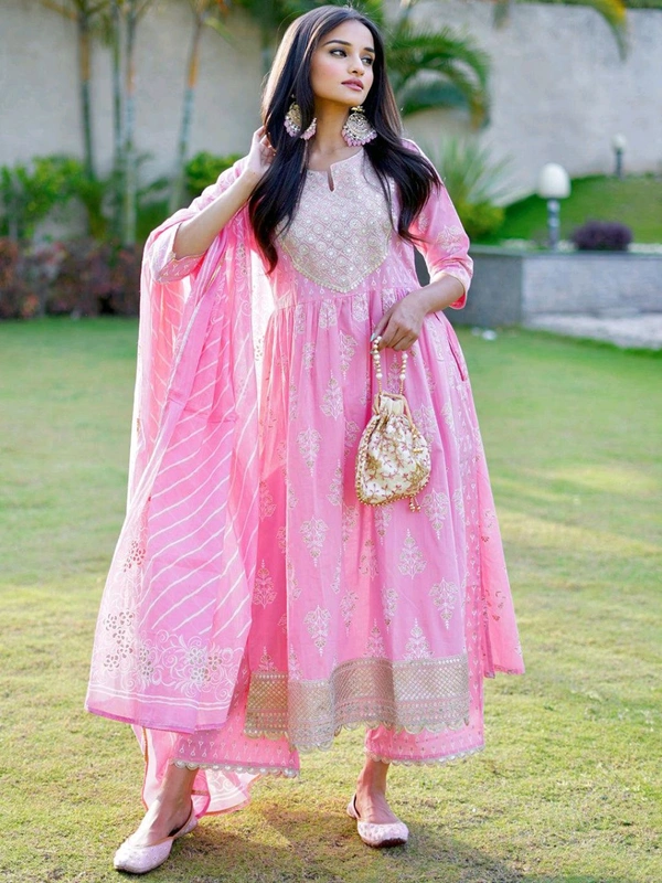 LIBAS Women Cotton Blend Kurta Palazzo Set - XS