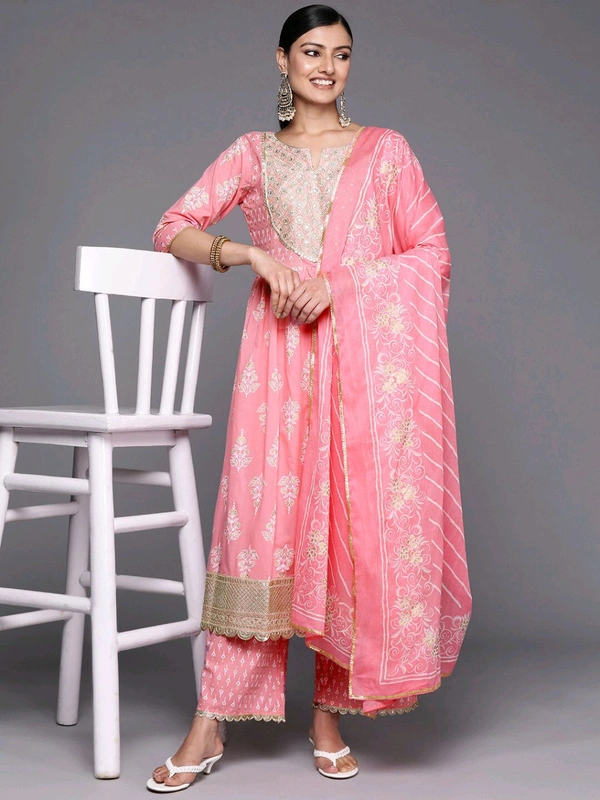LIBAS Women Cotton Blend Kurta Palazzo Set - XS
