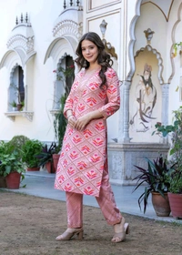 KJFAB Women Kurta Pant Set - M