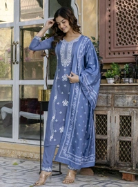Trendz Tycoon Printed Kurta, Salwar & Dupatta Set - XL