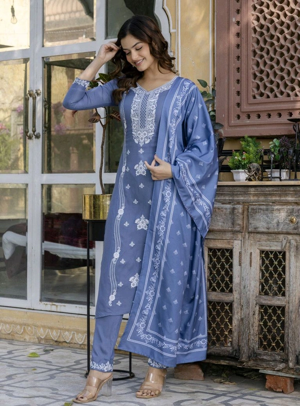 Trendz Tycoon Printed Kurta, Salwar & Dupatta Set - XL