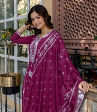 Trendz Tycoon Printed Kurta, Salwar & Dupatta Set - L