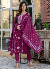 Trendz Tycoon Printed Kurta, Salwar & Dupatta Set - L