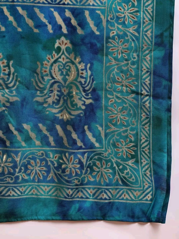 KALINI Ethnic Motifs Printed Thread Work Straight Kurta With Trouser & Dupatta - XS