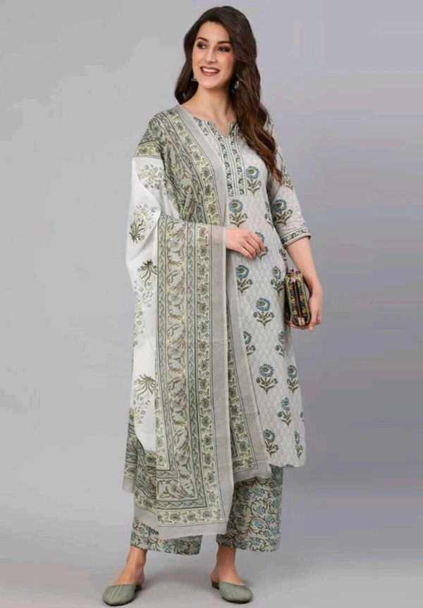 HOLY STAR WORLD Printed Kurta, Trouser/Pant & Dupatta Set - M