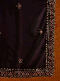 Anouk Violet Embroidered Anarkali Beads And Stones Kurta with Trousers & Dupatta - S