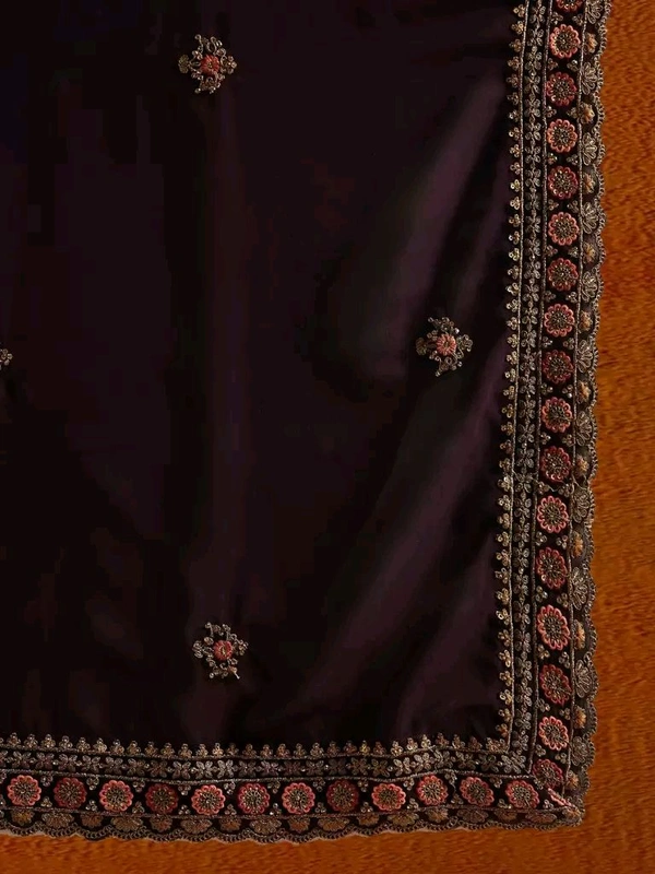 Anouk Violet Embroidered Anarkali Beads And Stones Kurta with Trousers & Dupatta - S