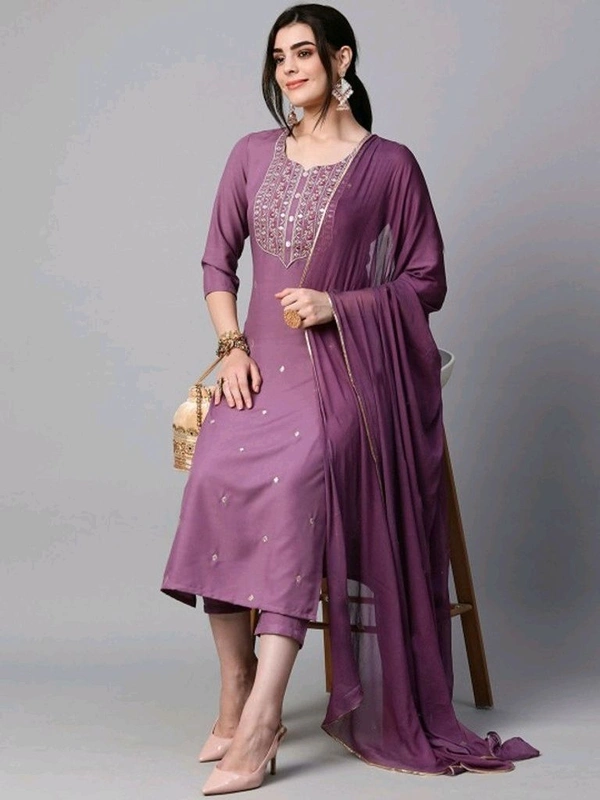 Zinariya Fab Self Design Kurta, Salwar & Dupatta Set - M