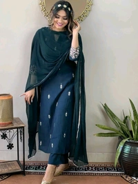 Pinfit Women Cotton Blend Kurta Palazzo Dupatta Set - XXL