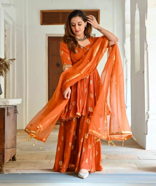 Palki Fashions
Women Viscose Rayon Kurta Sharara Dupatta
Set - XL